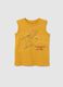 Yellow regular fit pure cotton boys' vest with print_0