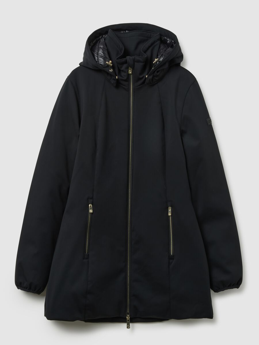 Giacca imbottita nera regular fit con zip e cappuccio_4