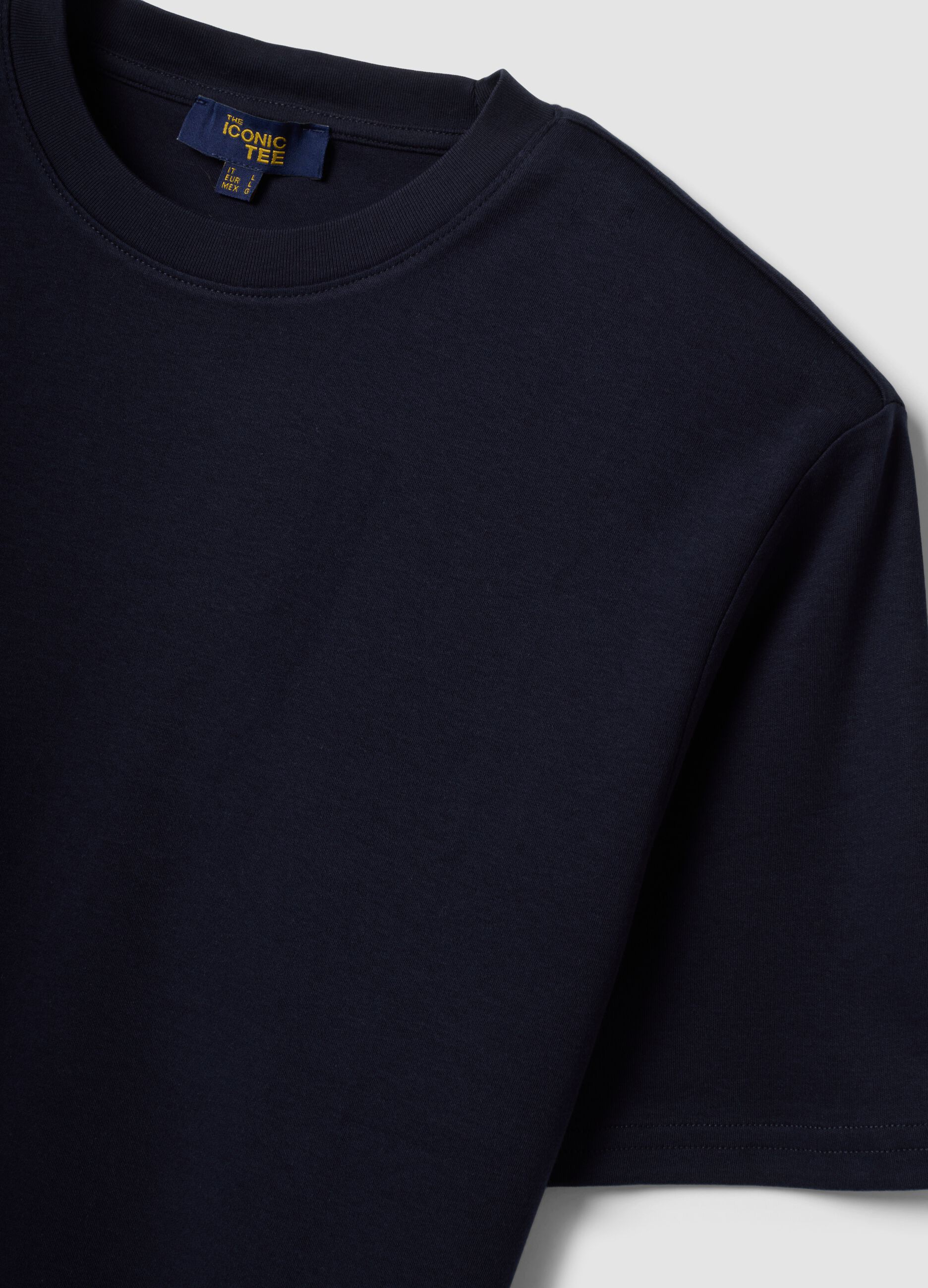 Blue pure cotton short-sleeve T-shirt, relaxed fit