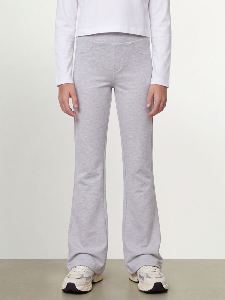 Pantaloni grigi in cotone organico elasticizzato slim fit per ragazza_1