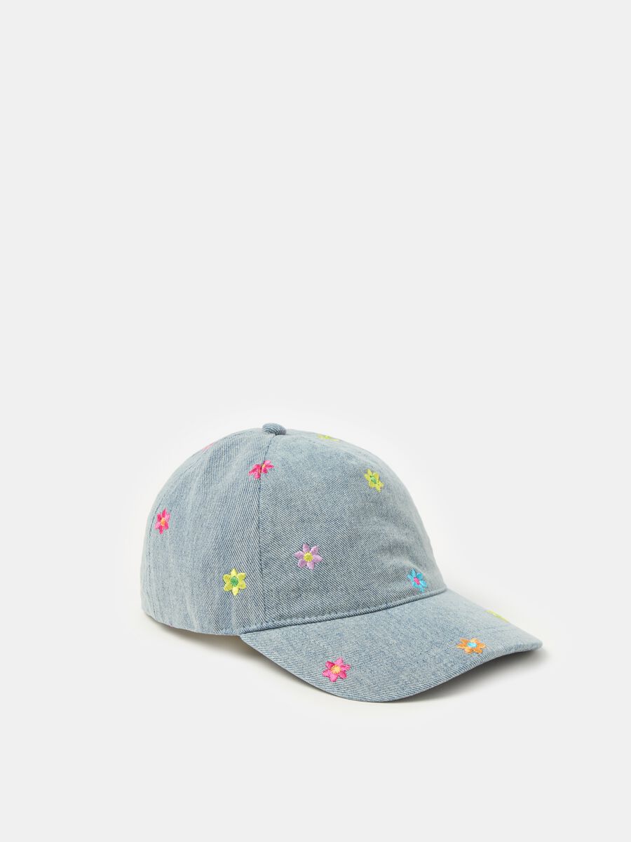 Denim baseball cap with embroidery_0