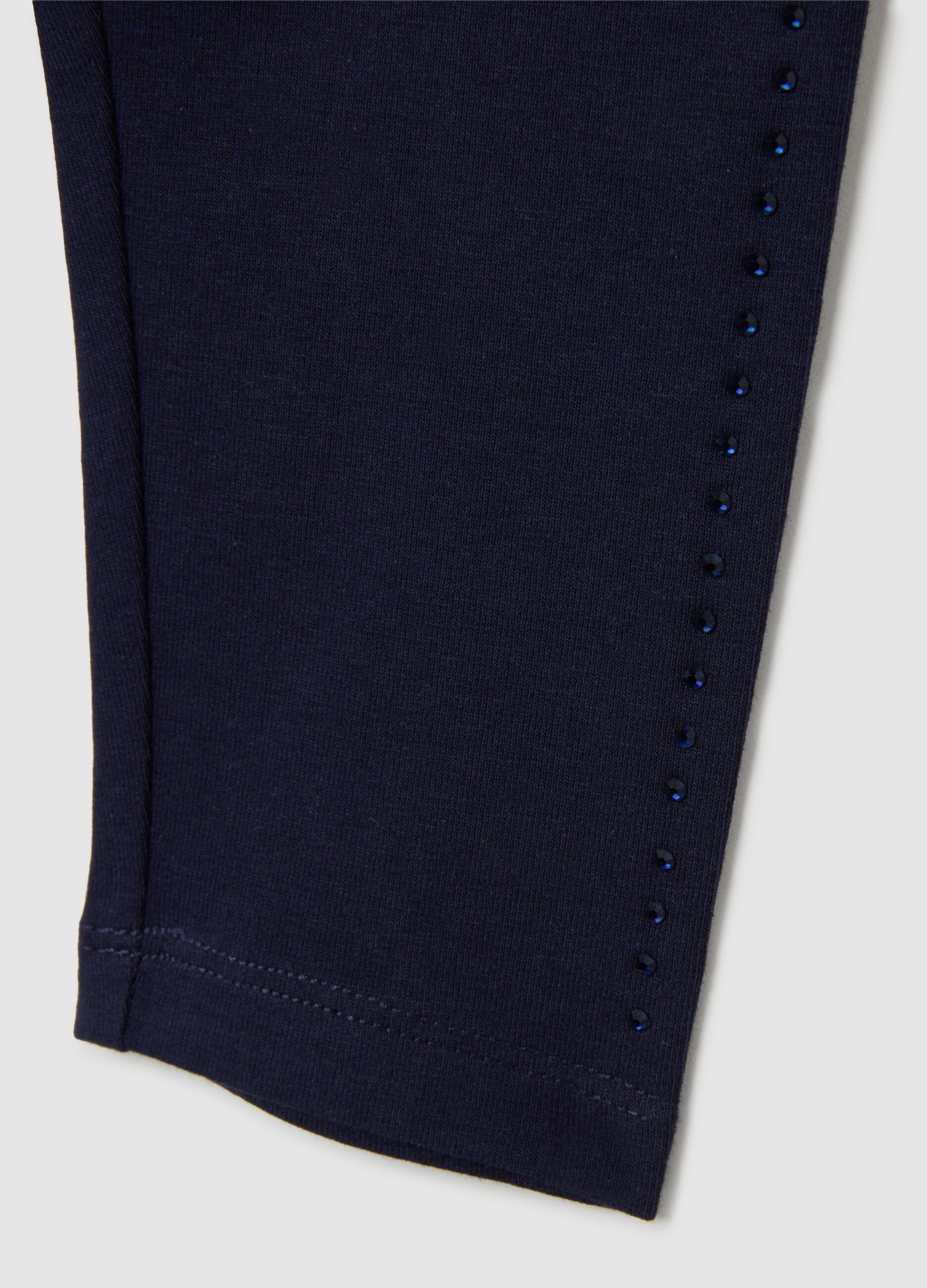 Girls' Blue Stretch Cotton Leggings