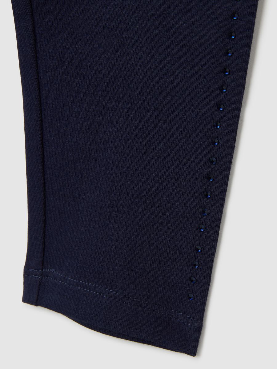 Girls' Blue Stretch Cotton Leggings_3