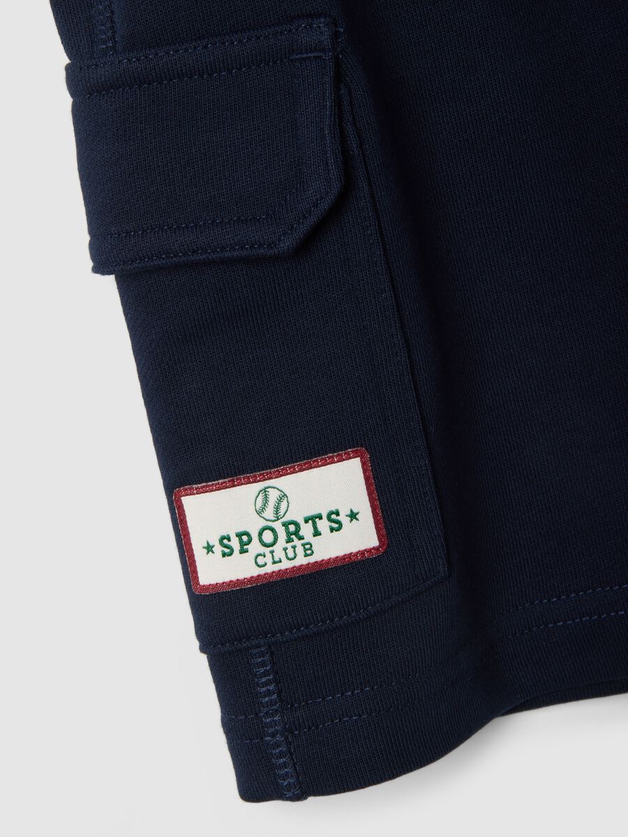 Shorts blu in puro cotone da bambino con vita elasticizzata regular fit_2