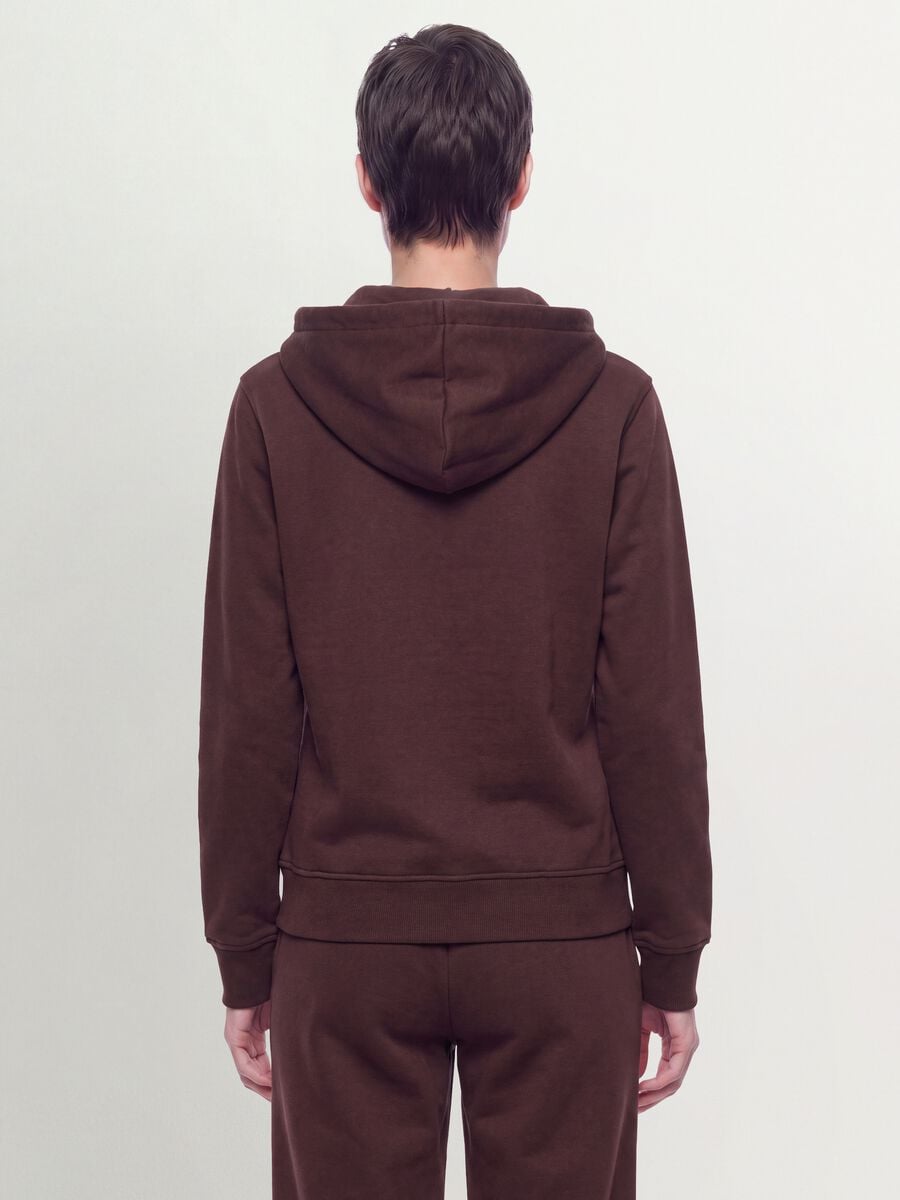 Felpa marrone in misto cotone con cappuccio regular fit_3