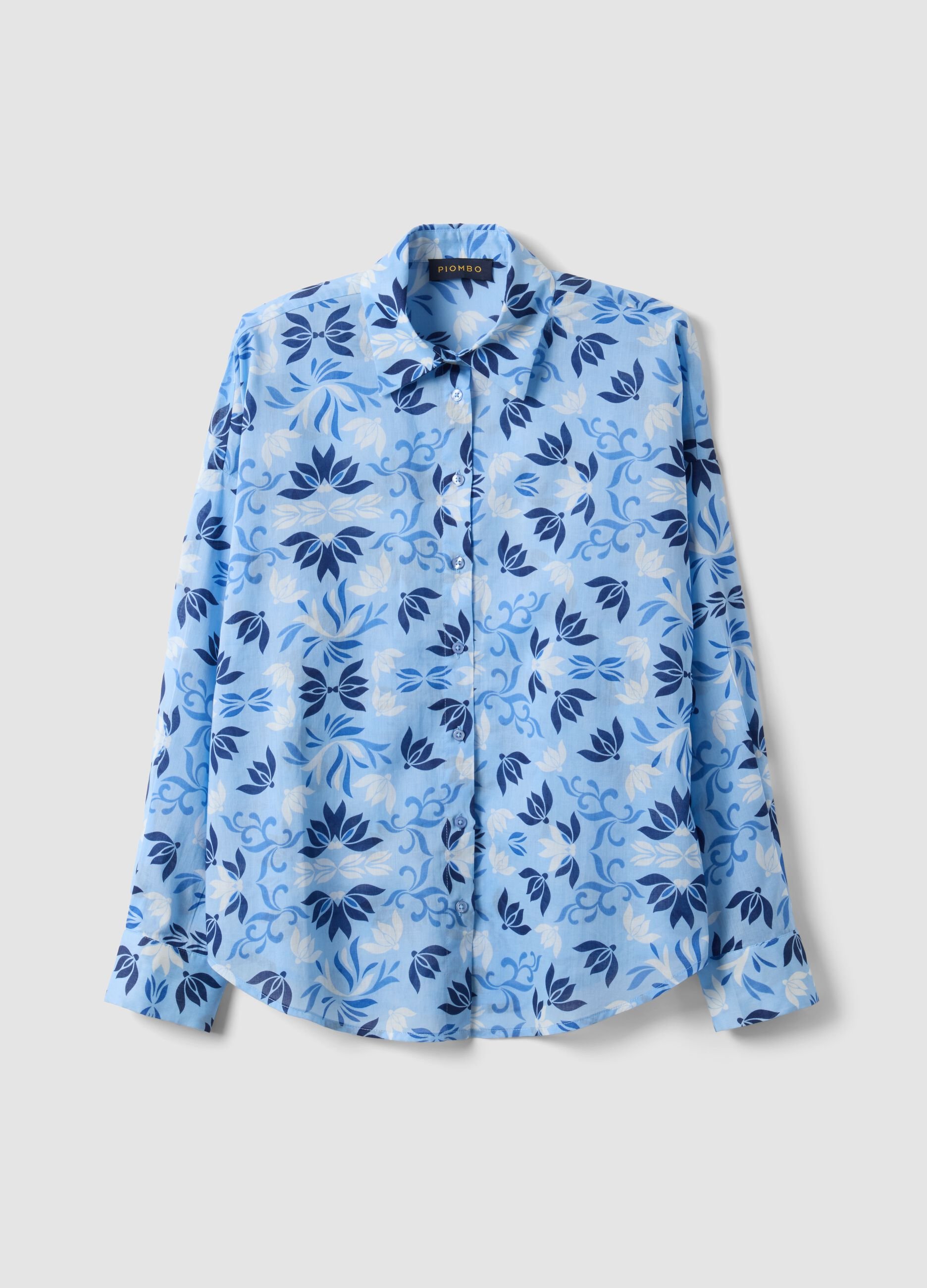 Light Blue Short-Sleeve Pure Cotton Shirt