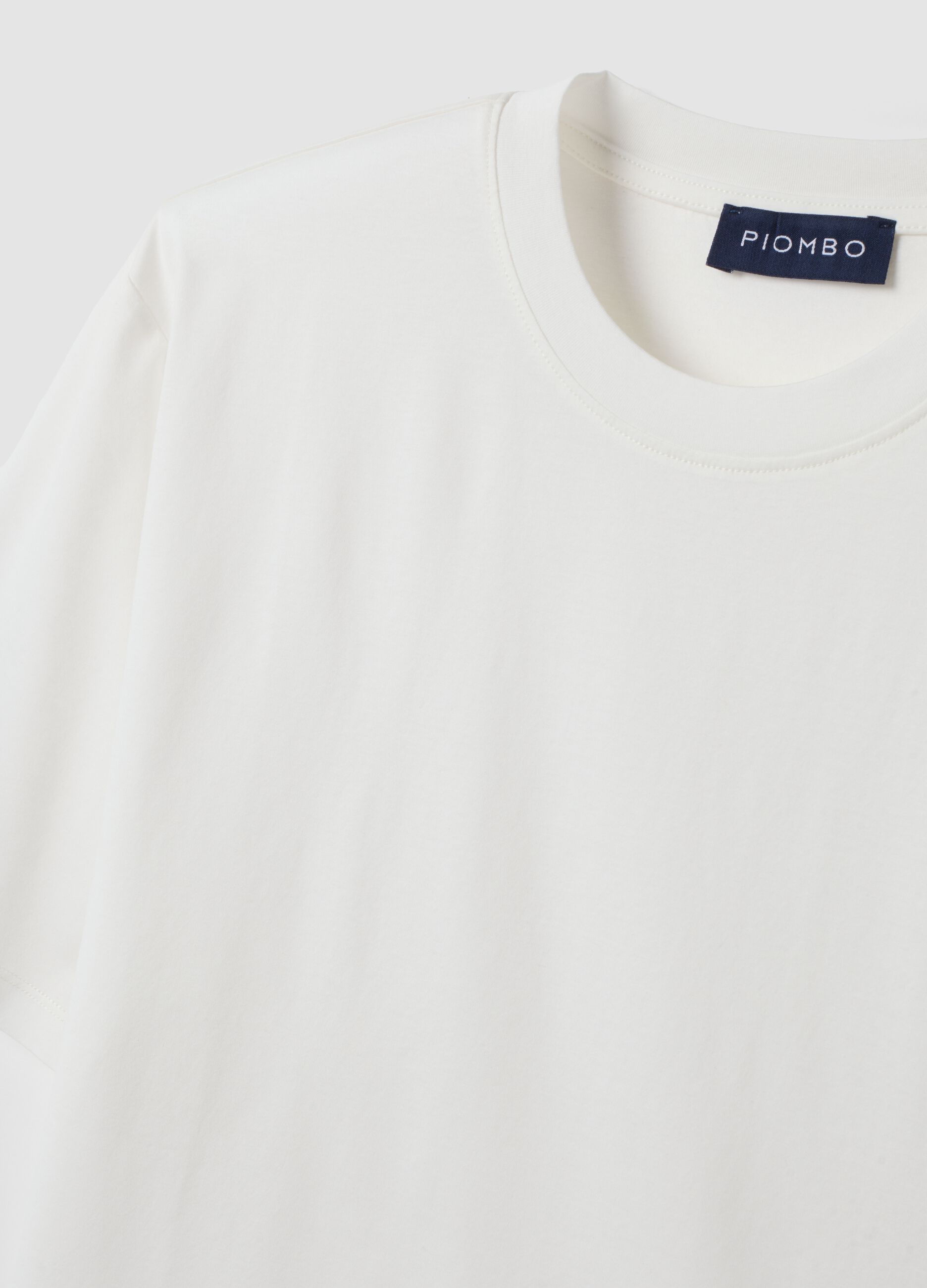 T-shirt bianca in jersey di puro cotone con girocollo relaxed fit