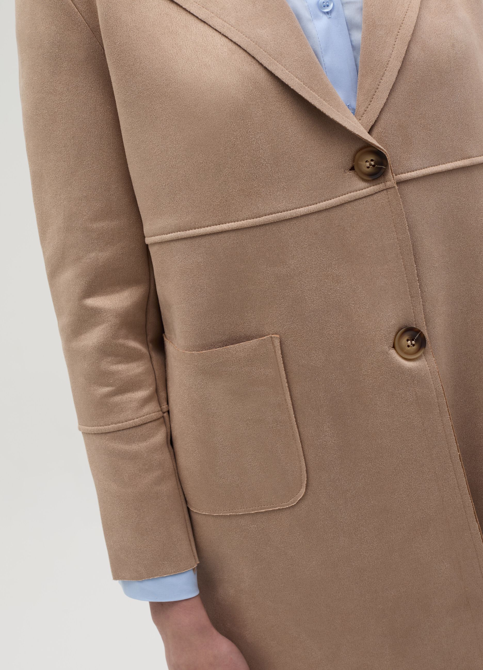 Long suede jacket with buttons