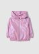 Pink waterproof girl's jacket regular fit with zip and hood_0