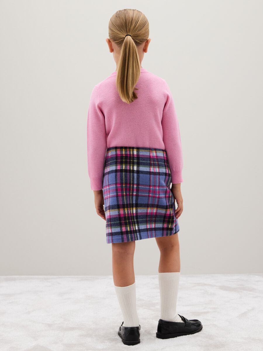 Gonna da bambina in misto lana multicolor con frange_1