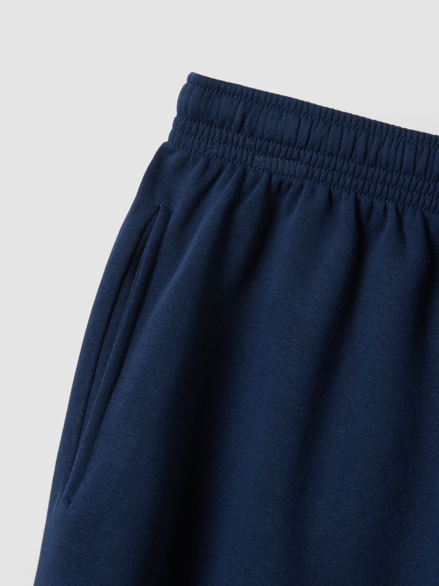 Blue cotton-blend shorts with elasticated waistband_1