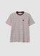 Multicolour relaxed-fit striped pure cotton T-shirt with chest embroidery_4