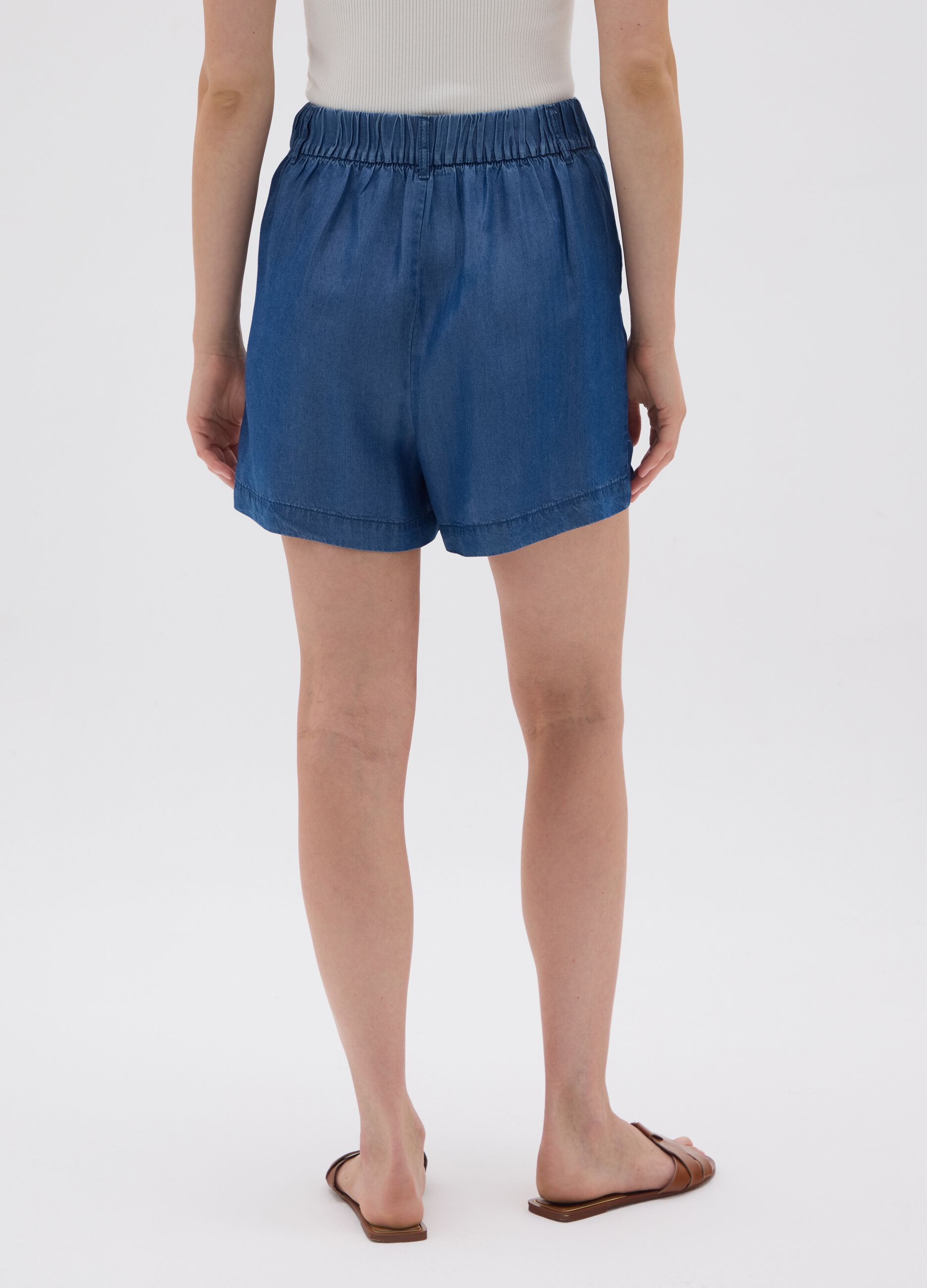 Shorts da donna in Lyocell blu regular fit