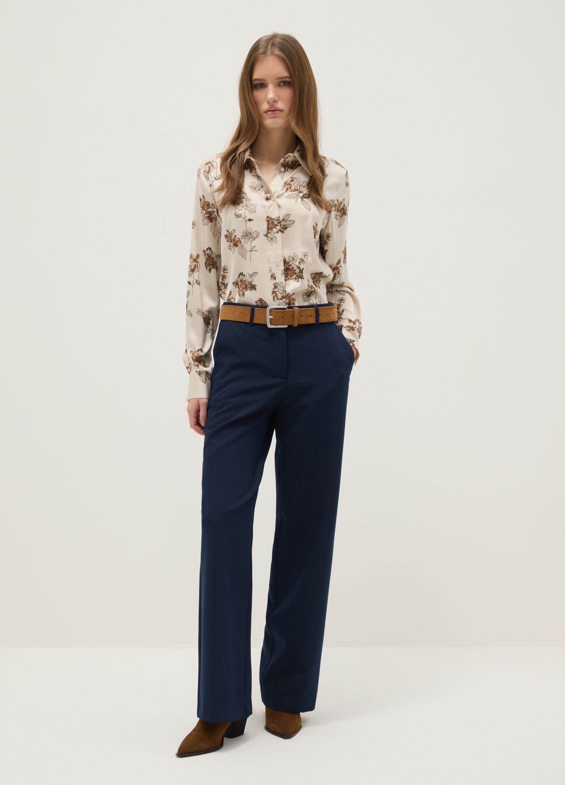 Pantaloni The Iconic Pants blu navy in misto viscosa straight fit