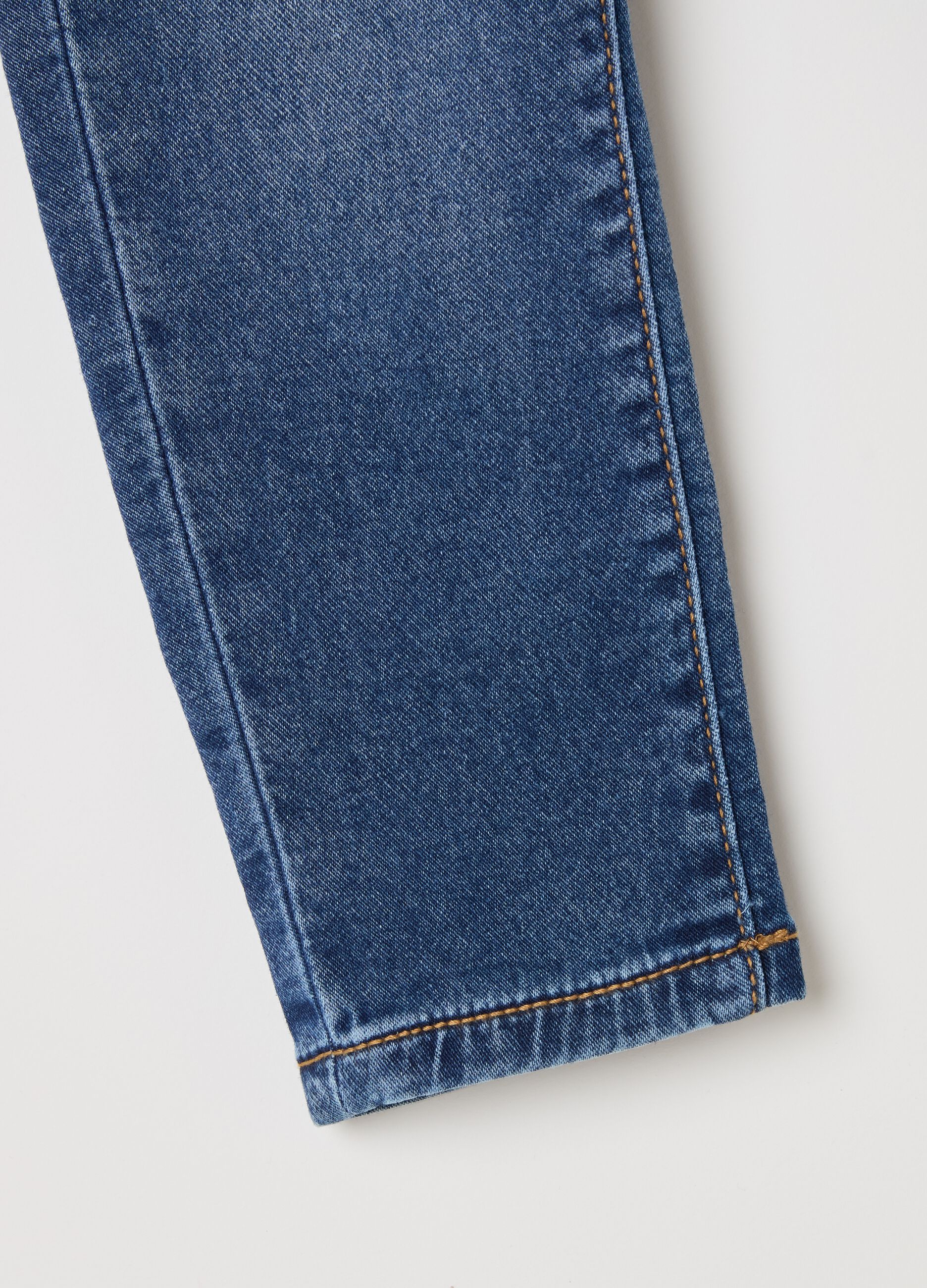 Denim joggers with drawstring