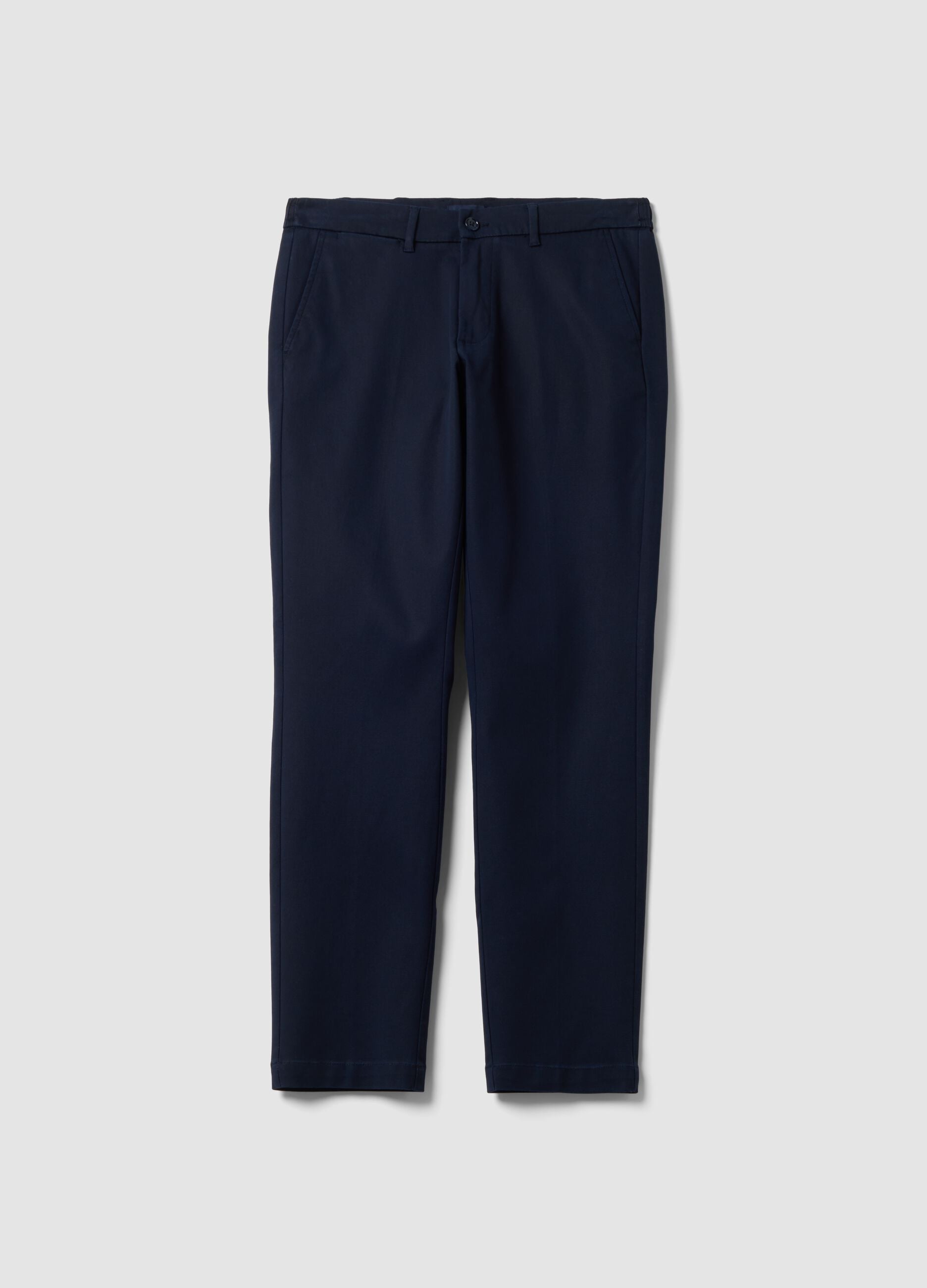 Blue slim-fit chino trousers in lyocell and stretch cotton