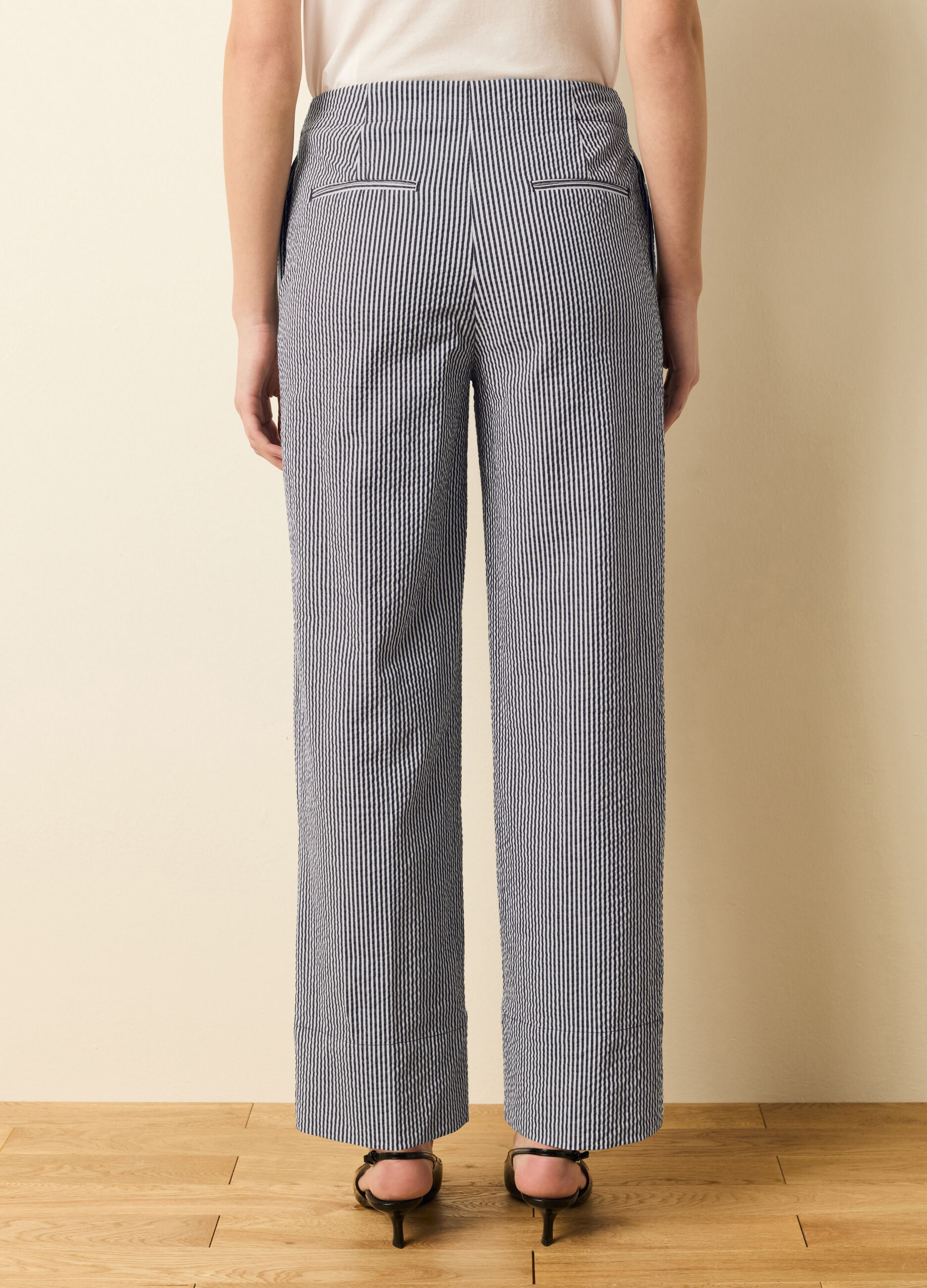 Wide-leg trousers with thin stripes
