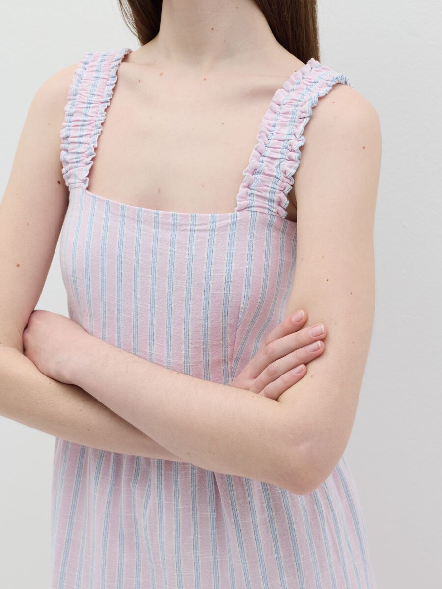 Long pink striped dress in cotton_2