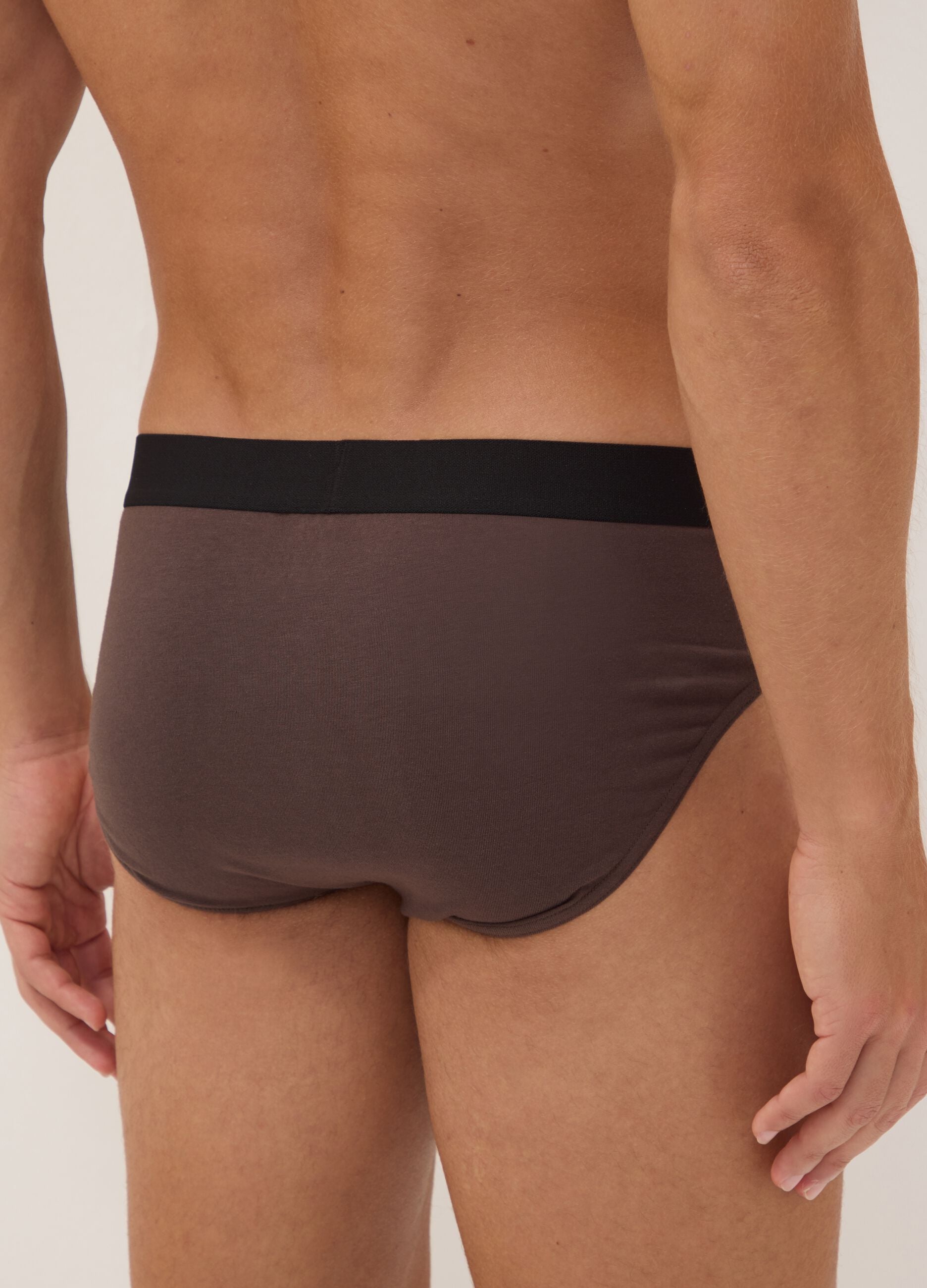 Three-pack of grey stretch organic cotton briefs