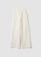 White cotton-blend fleece straight-leg trousers_0