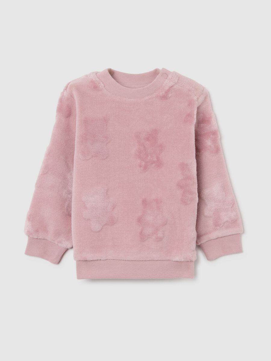 Girls' pink sweatshirt regular fit with round neckline_0