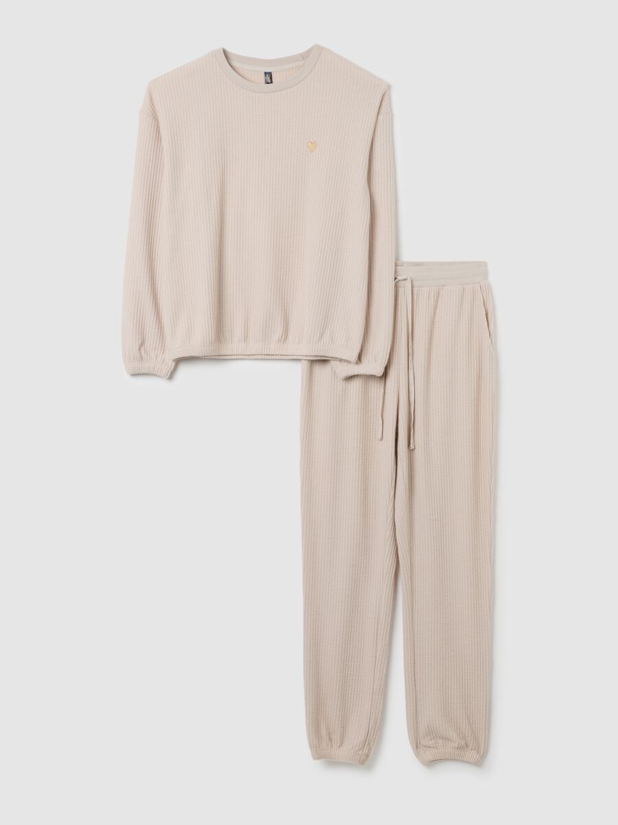Pigiama in tessuto elasticizzato beige regular fit_4