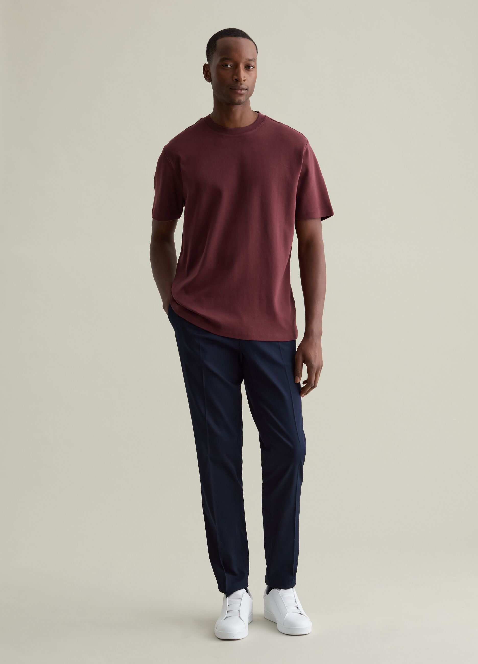 Contemporary chino trousers with darts