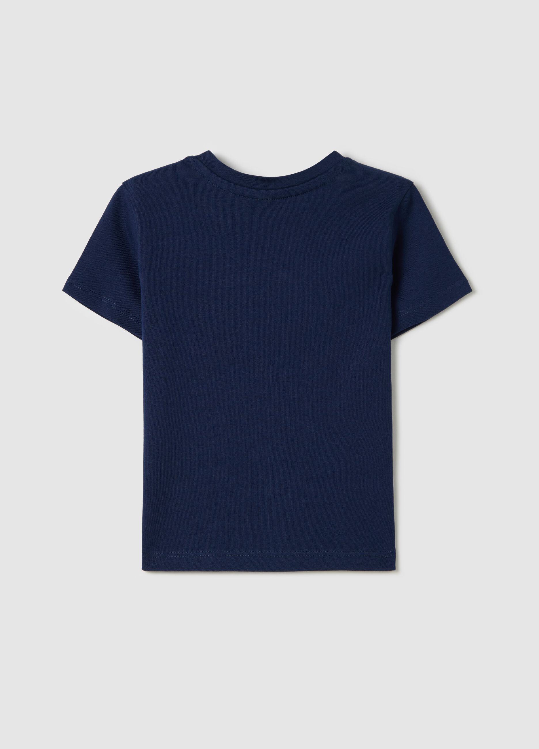 Blue cotton T-shirt with print