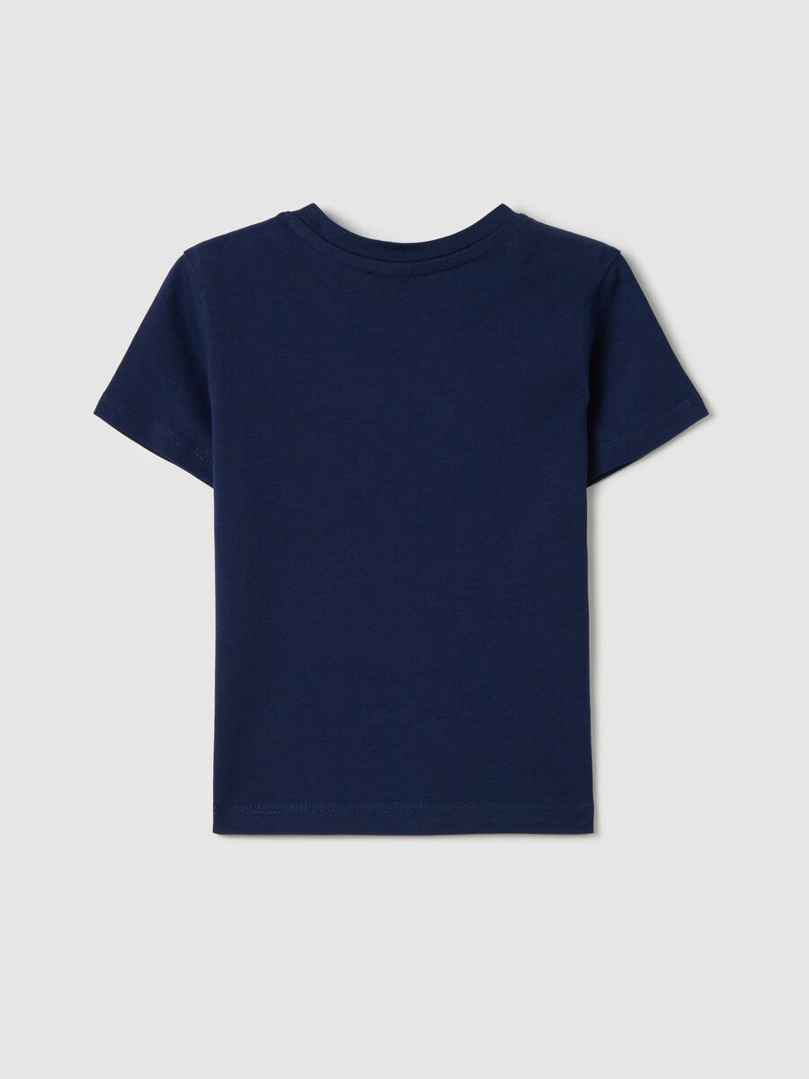 Blue cotton T-shirt with print_1