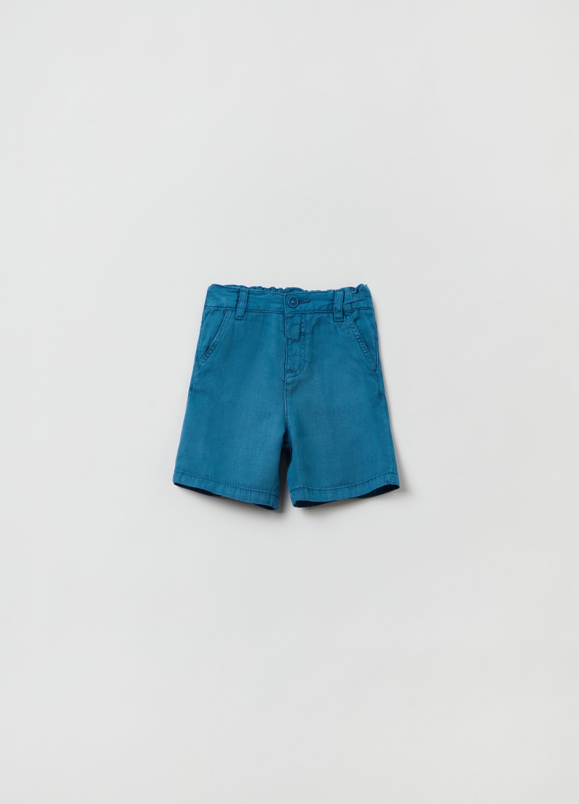 Shorts in Lyocell e lino con tasche _0