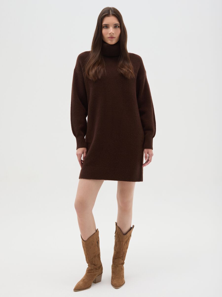 Maglione a collo alto marrone regular fit_2