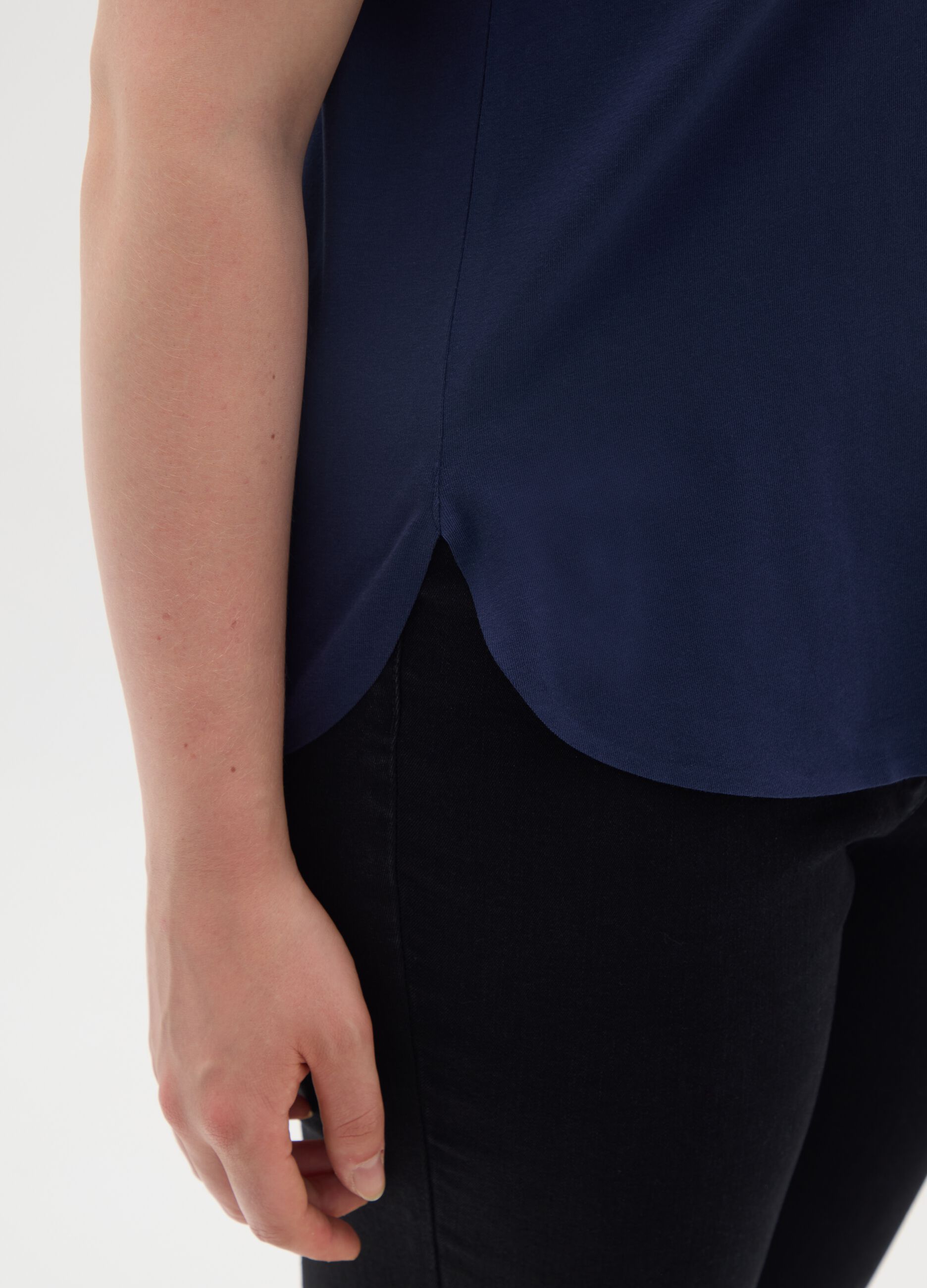 Women's stretch cotton blue T-shirt