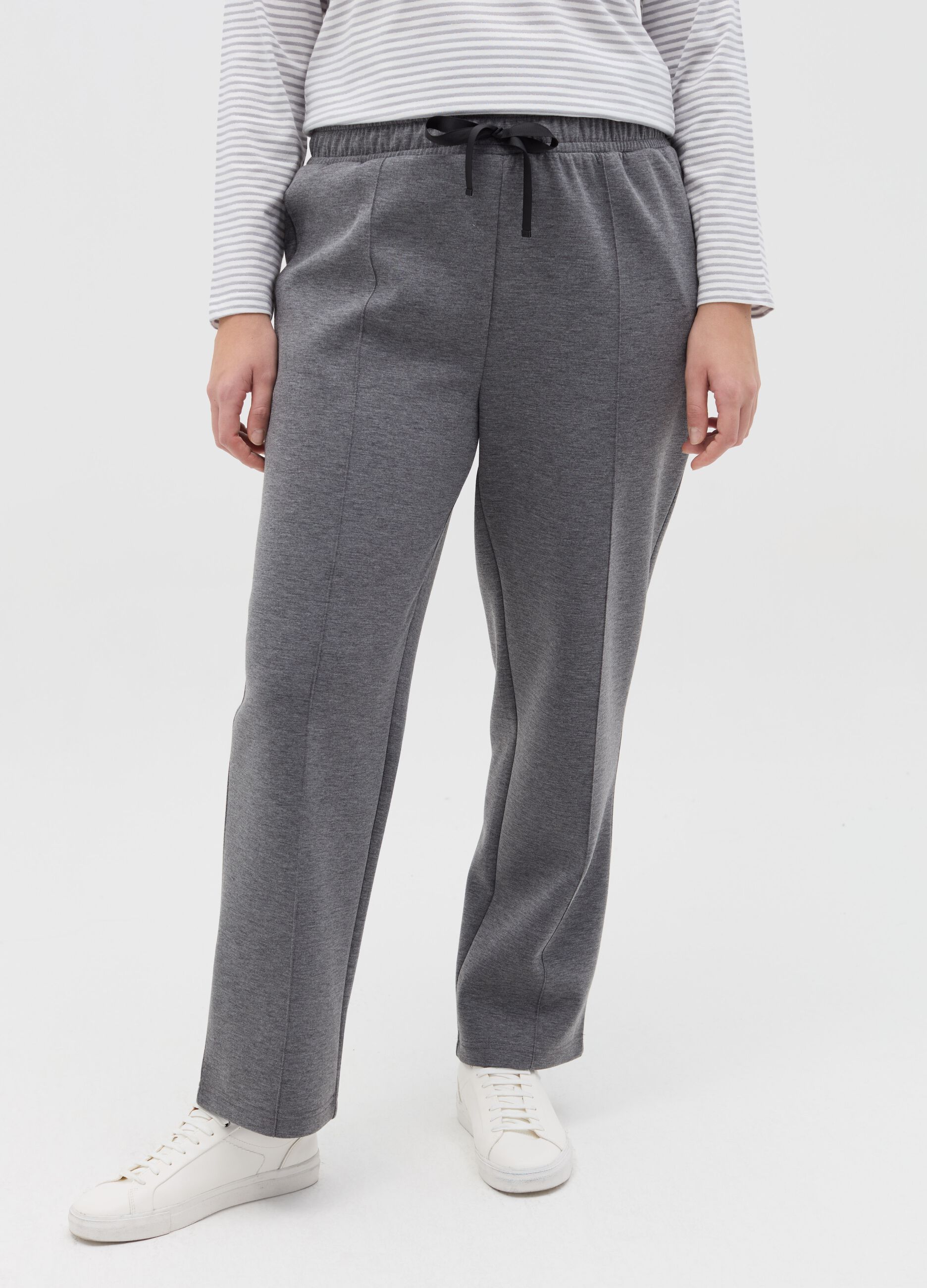 Curvy plush joggers with embossed seams