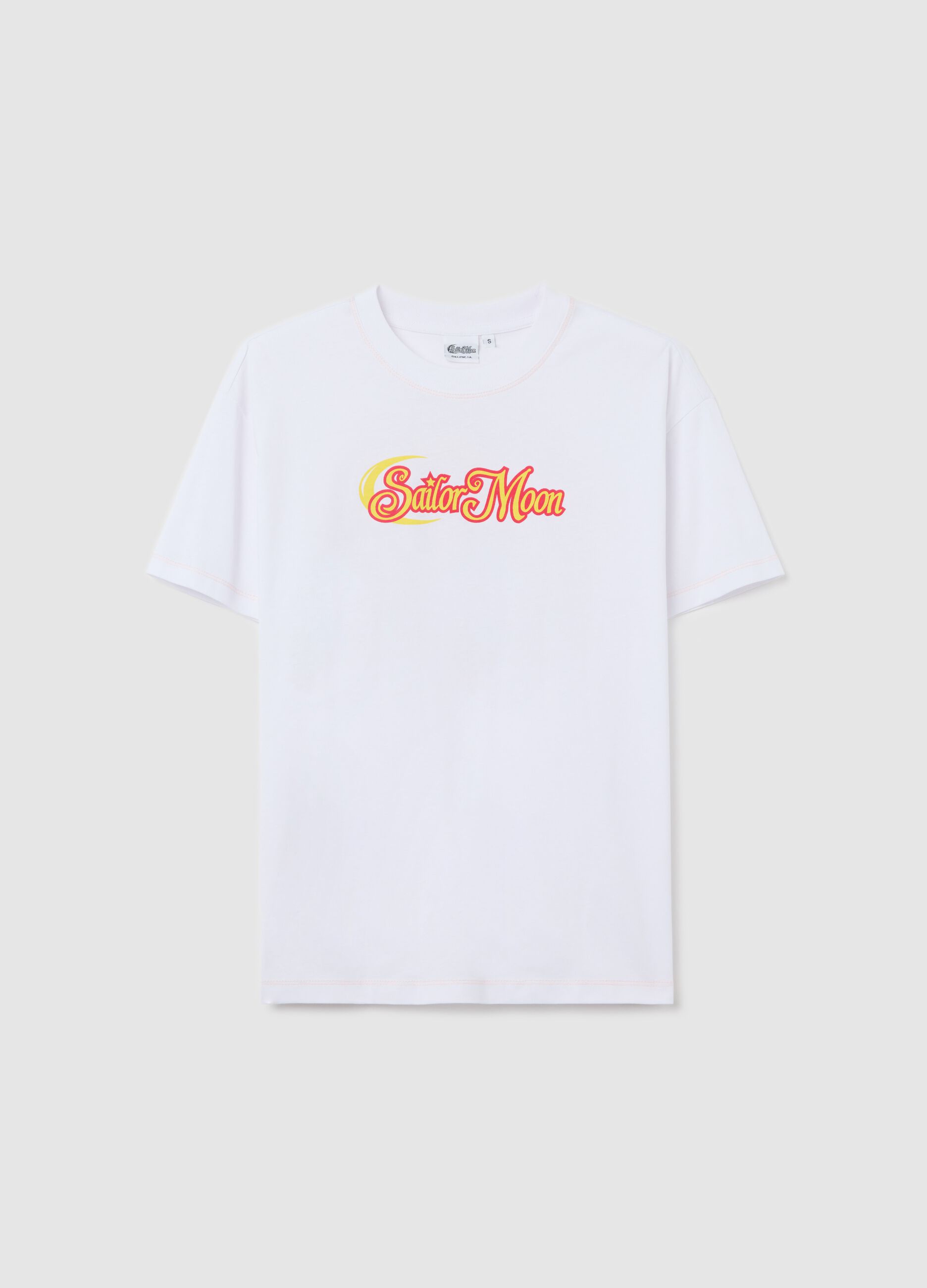 White cotton T-shirt with Sailor Moon print