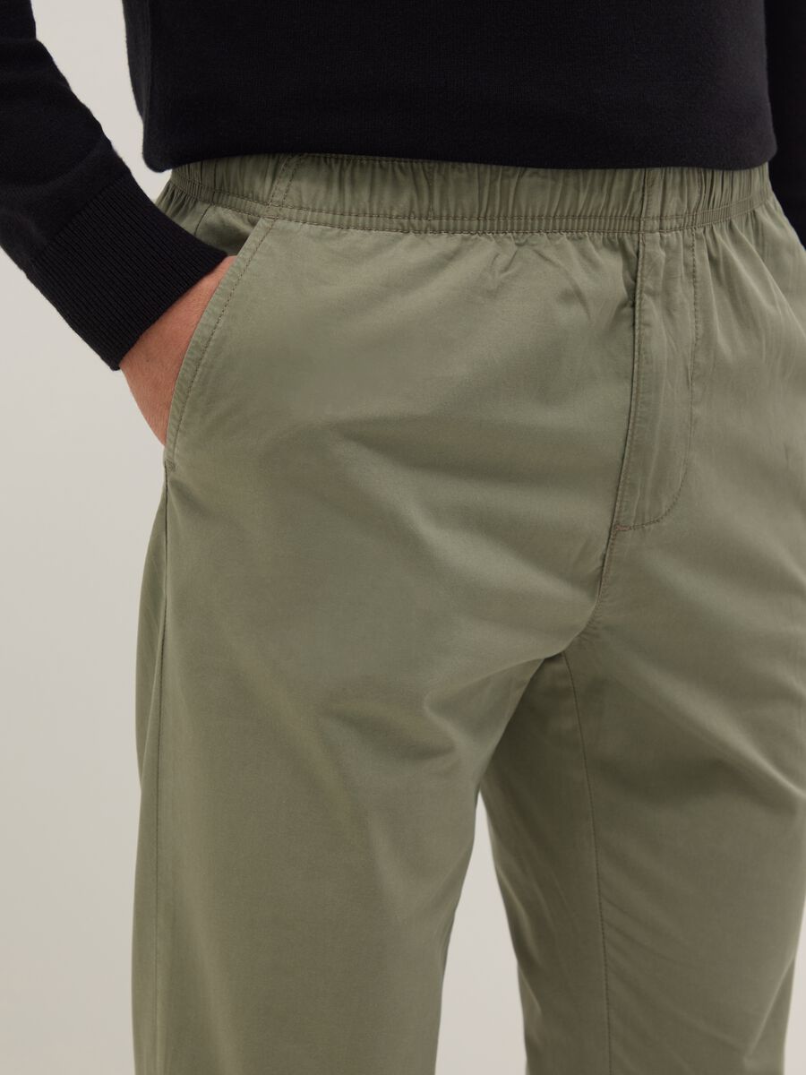 Green chino trousers in pure beige cotton regular fit_3