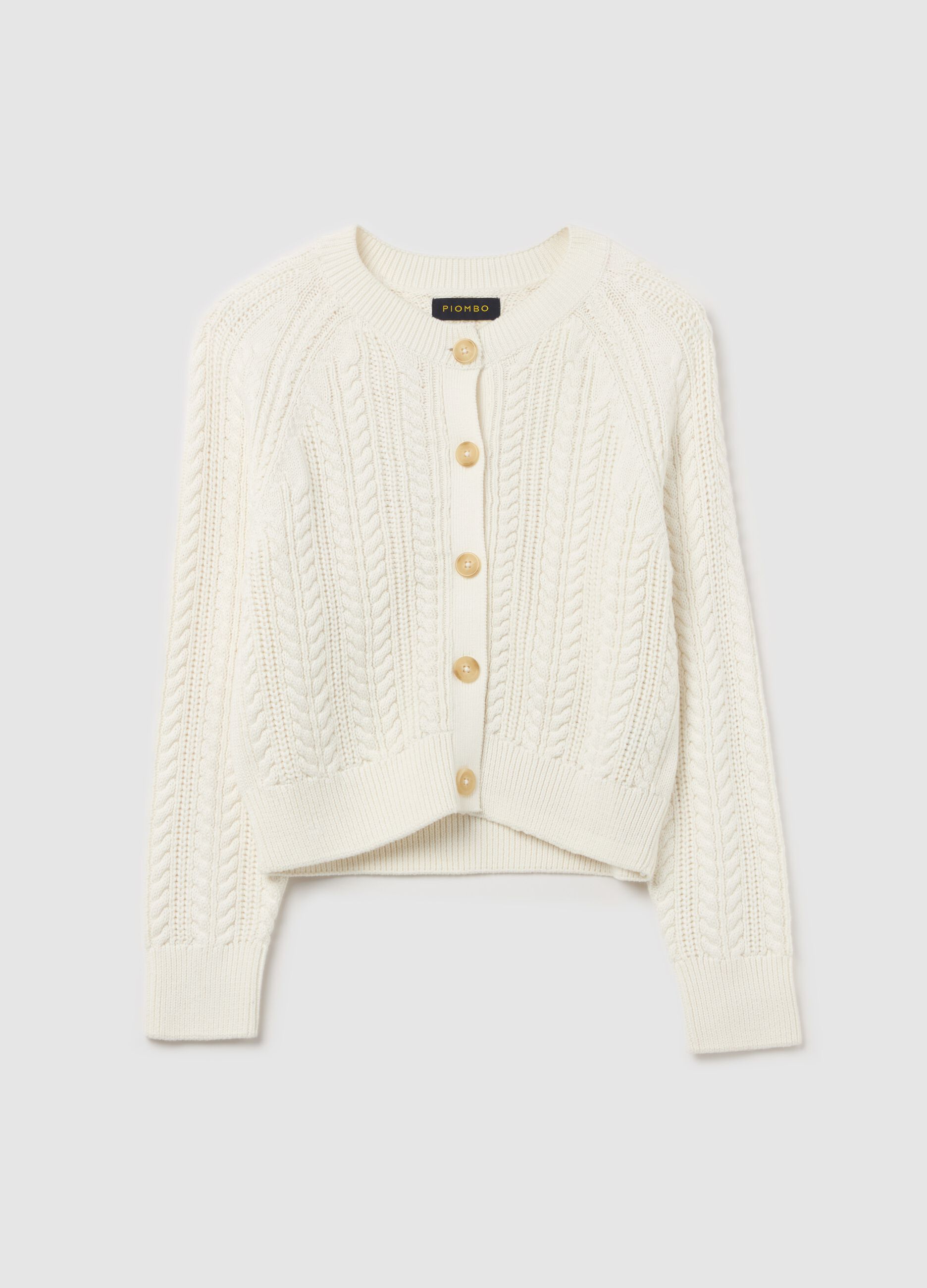 Cotton cardigan with cable-knit weave