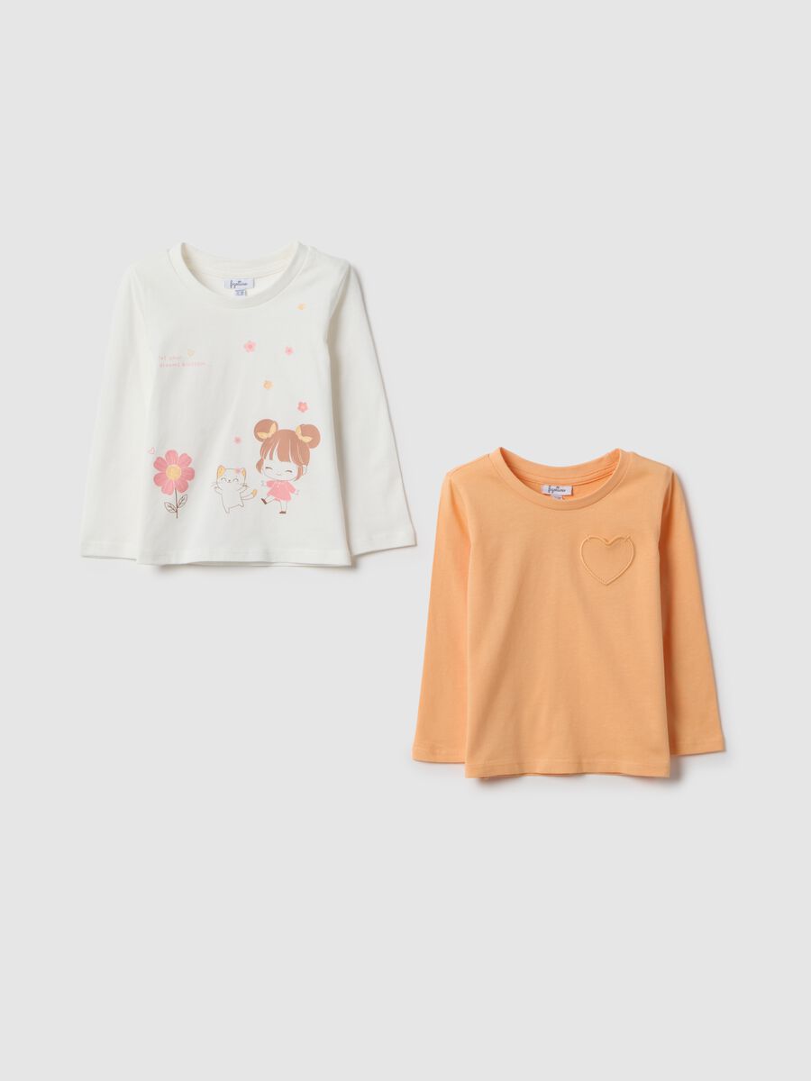 Multicolour pure cotton girl's t-shirt twin pack regular fit_0