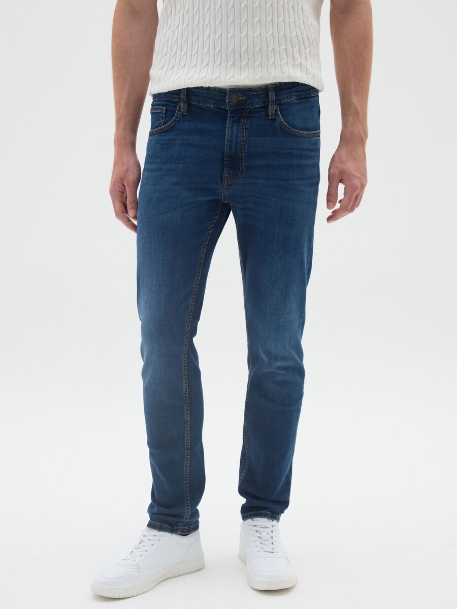 Blue Slim Fit Denim Trousers_1