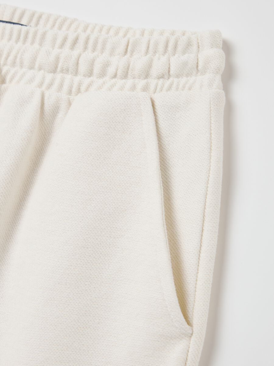 White Cotton Bermuda Shorts Piombo_5