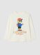 T-shirt bianca in puro cotone organico con stampa over fit_0