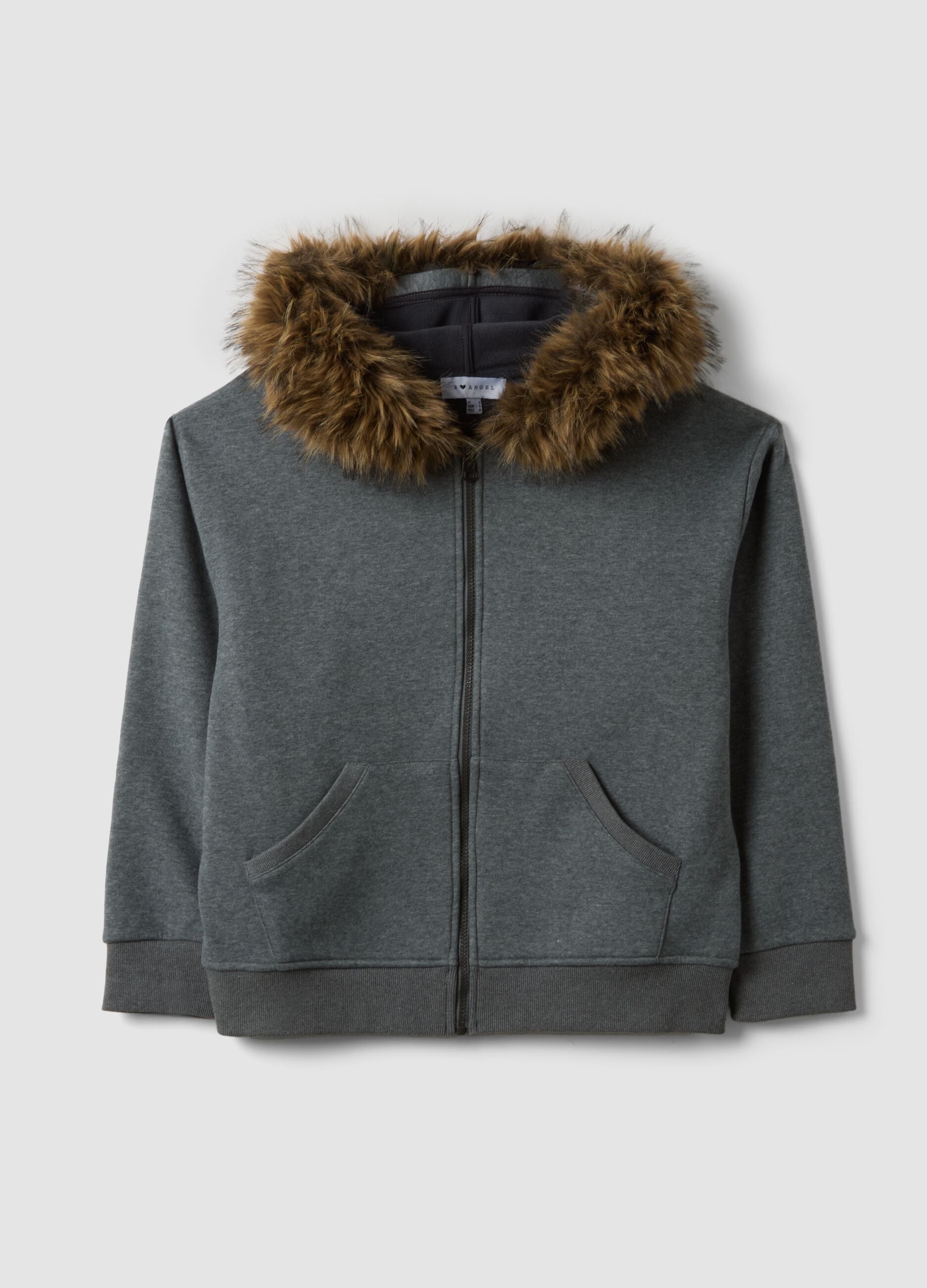 Grey marl stretch sweatshirt with crew neck, relaxed fit