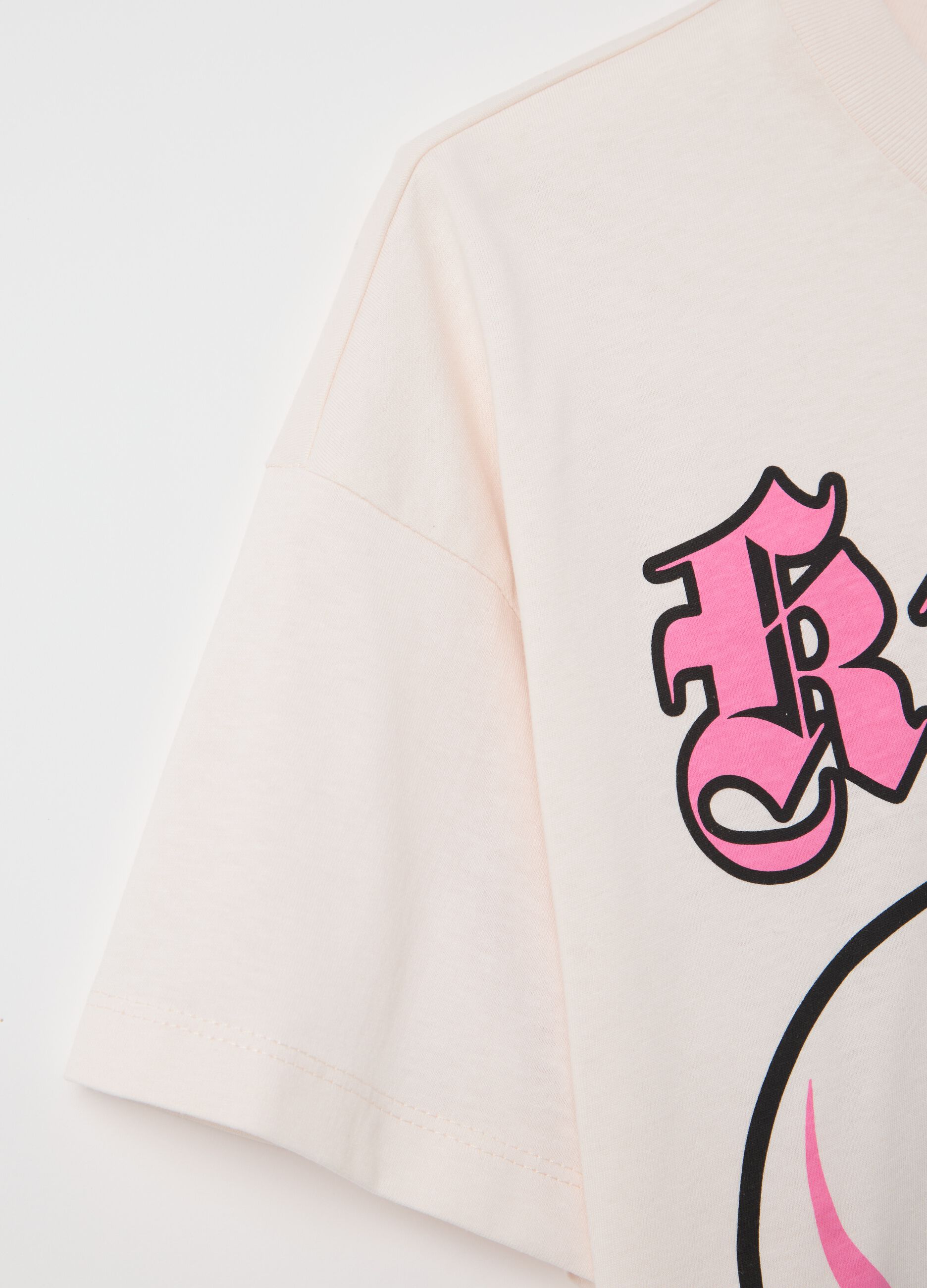 White cotton T-shirt with Kuromi print