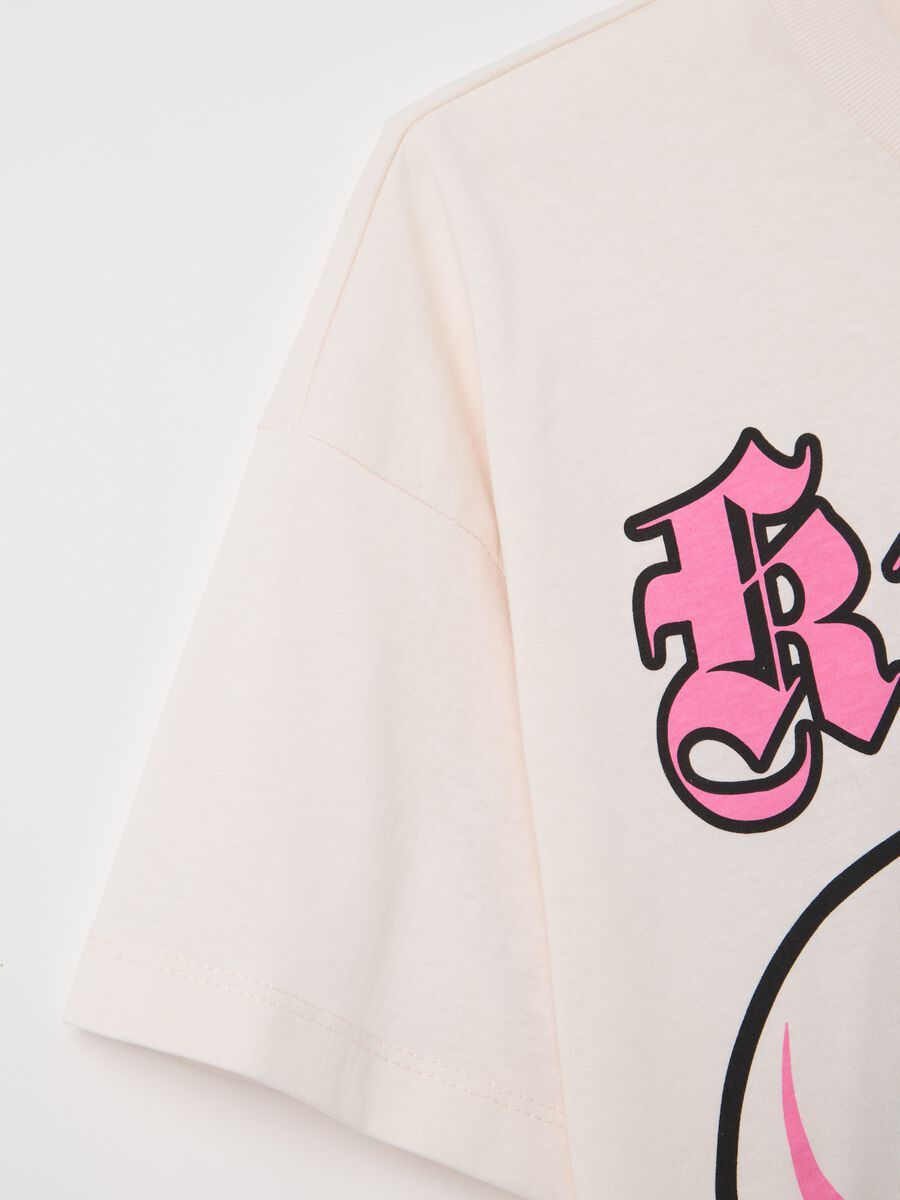 White cotton T-shirt with Kuromi print_5