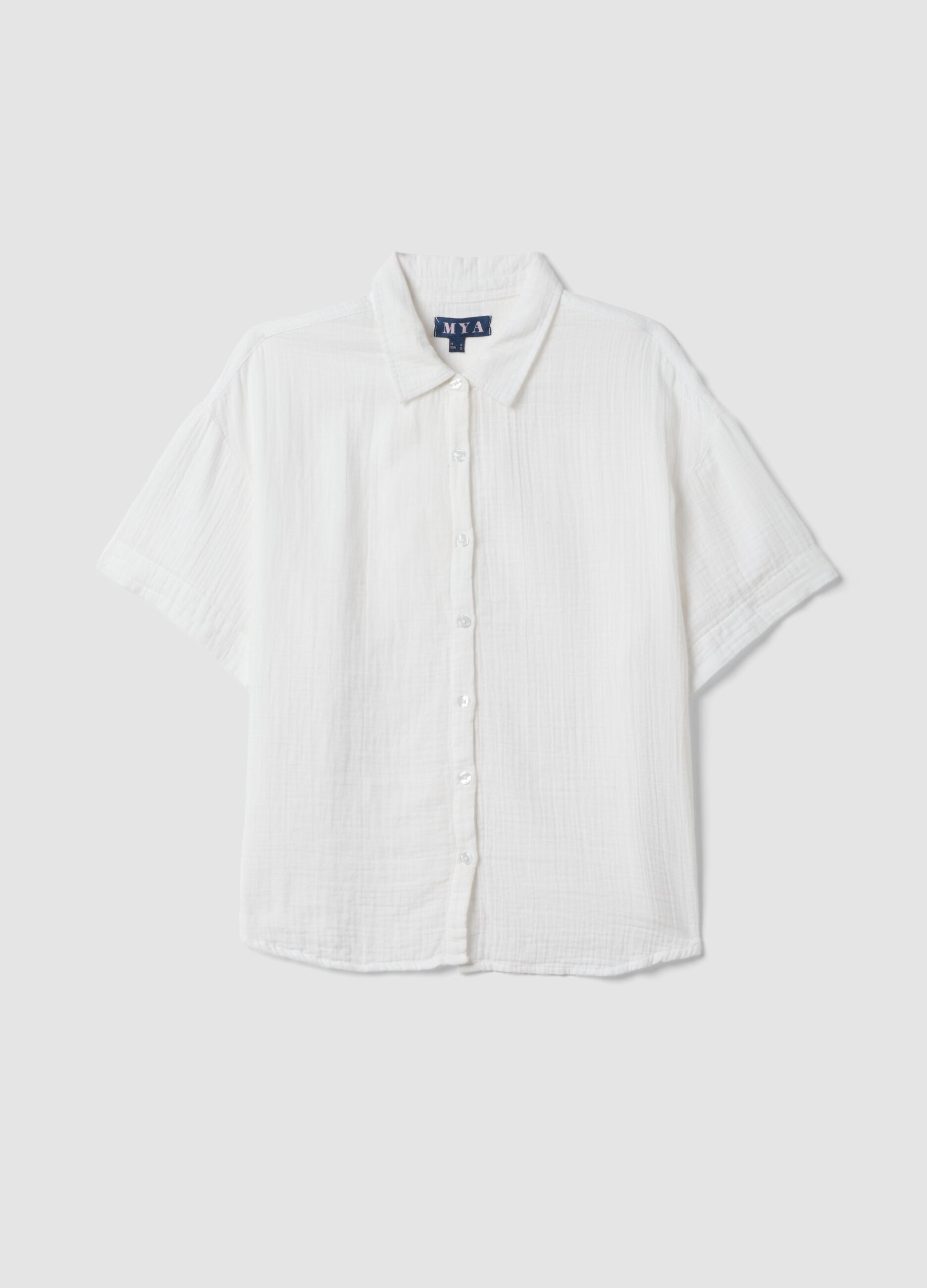 White pure cotton shirt with classic collar