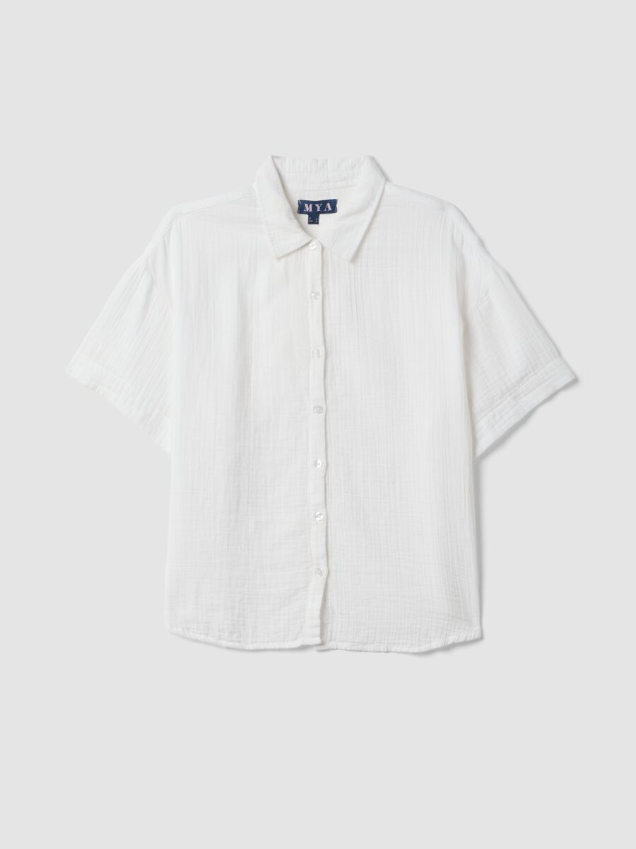 White pure cotton shirt with classic collar_4
