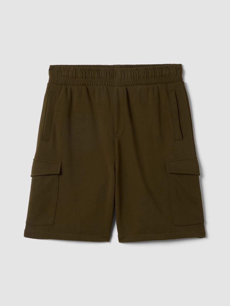 Green cotton-blend cargo Bermuda shorts_4