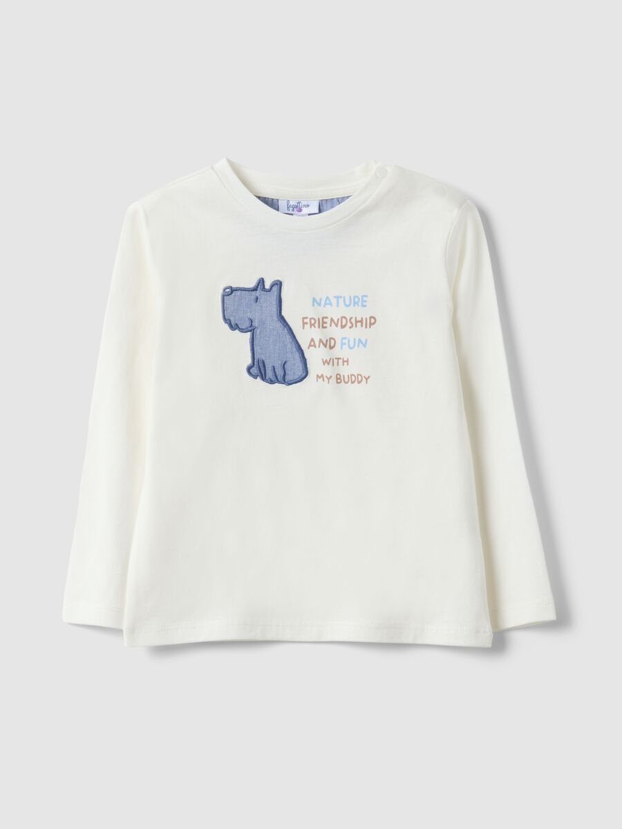 Child's long-sleeve white pure cotton top with print_0