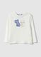 Child's long-sleeve white pure cotton top with print_0