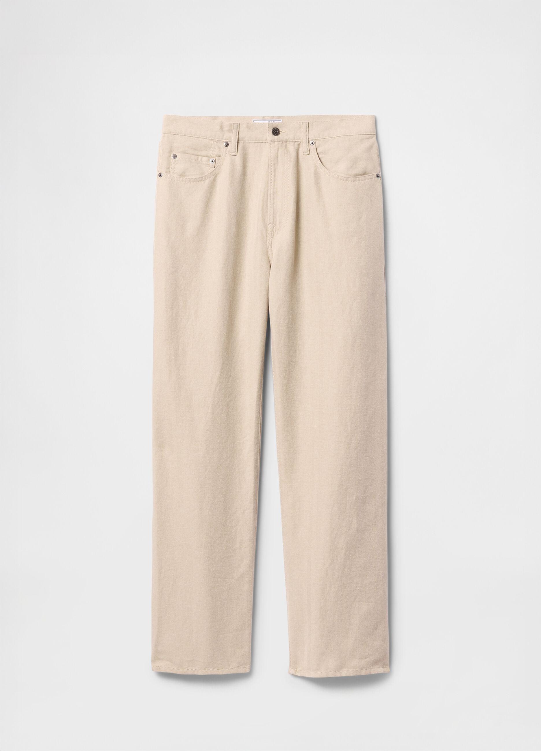 Wide Beige Linen Trousers