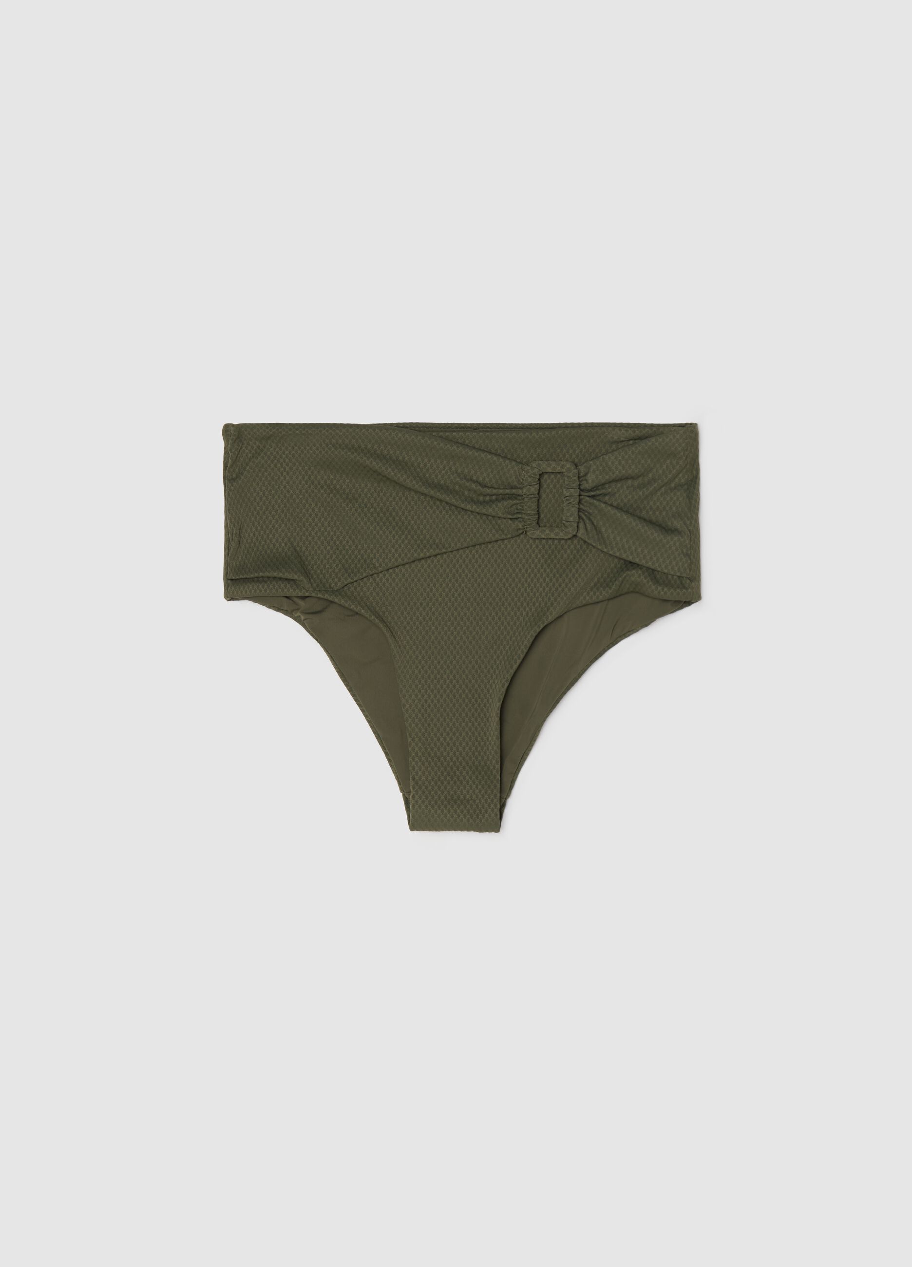 Green high-rise bikini briefs with buckle